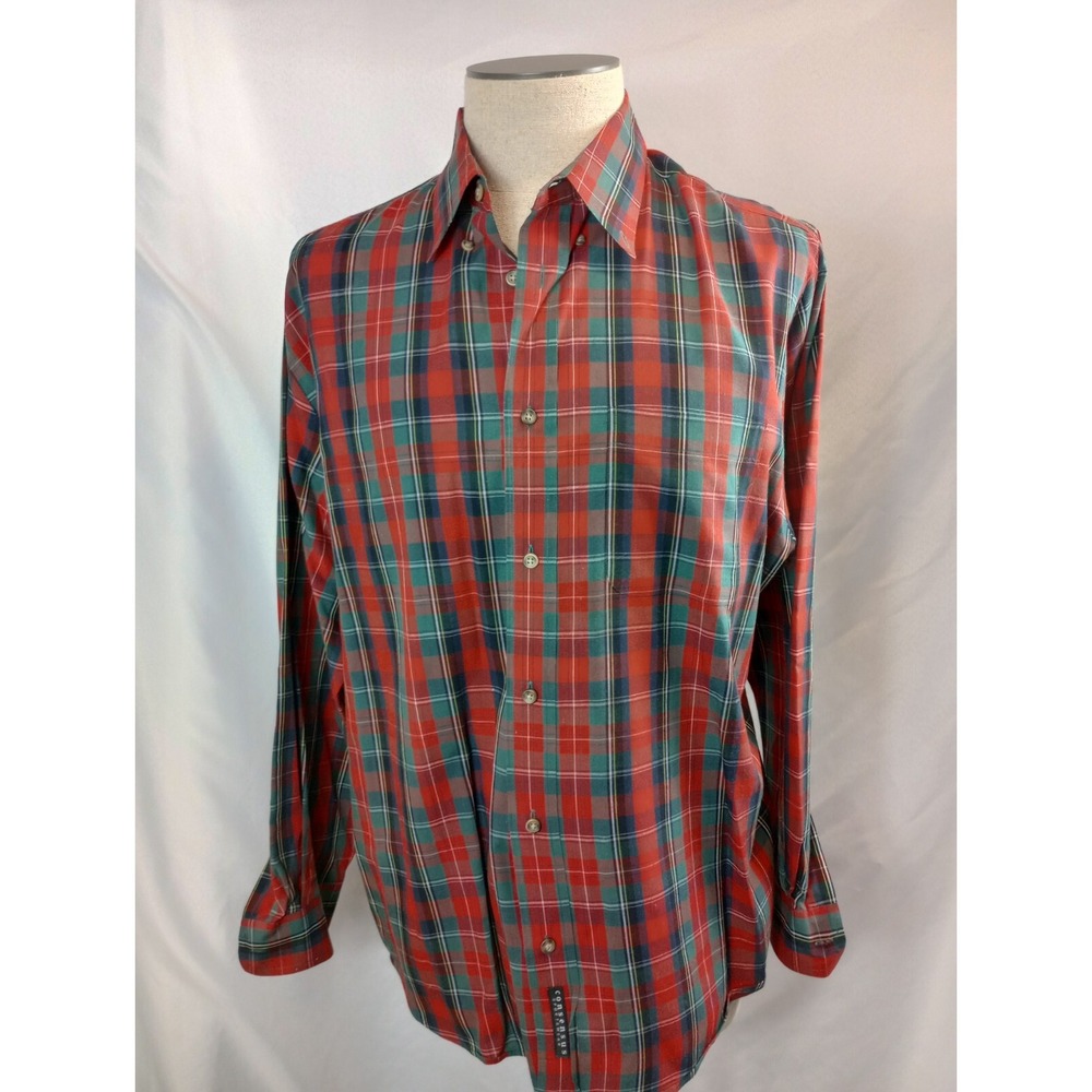 Consensus Sportswear‎ Shirt Mens Large Red Plaid Flannel Button Down Western LS